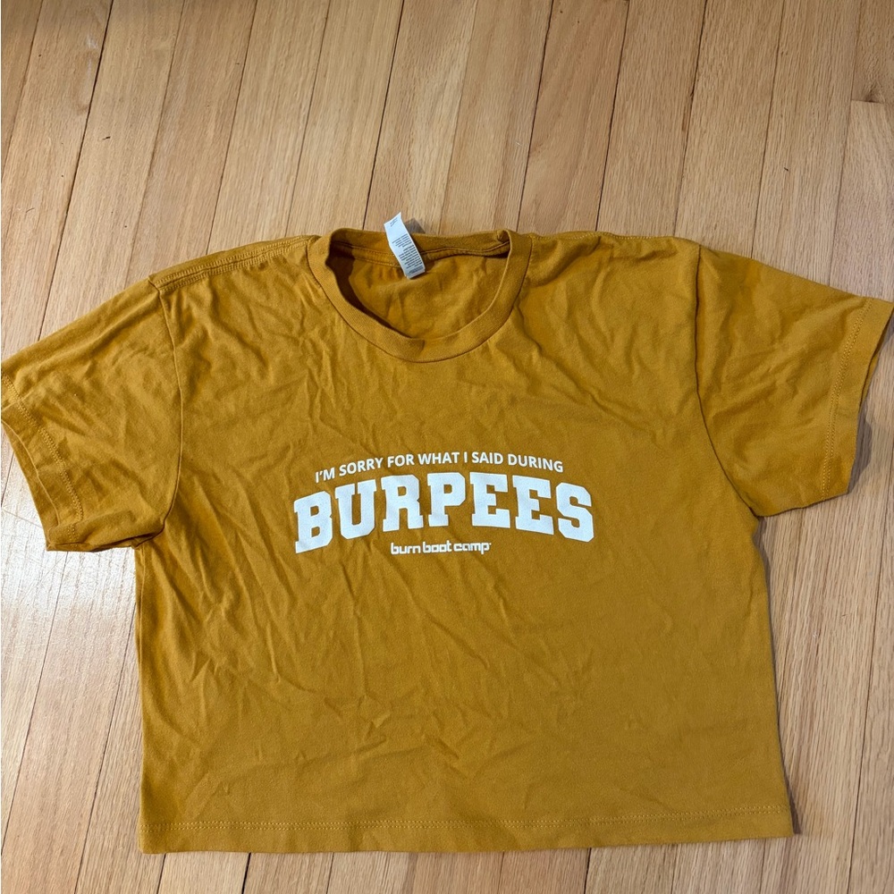 Burn Boot Camp Mustard Yellow Burpees Tee